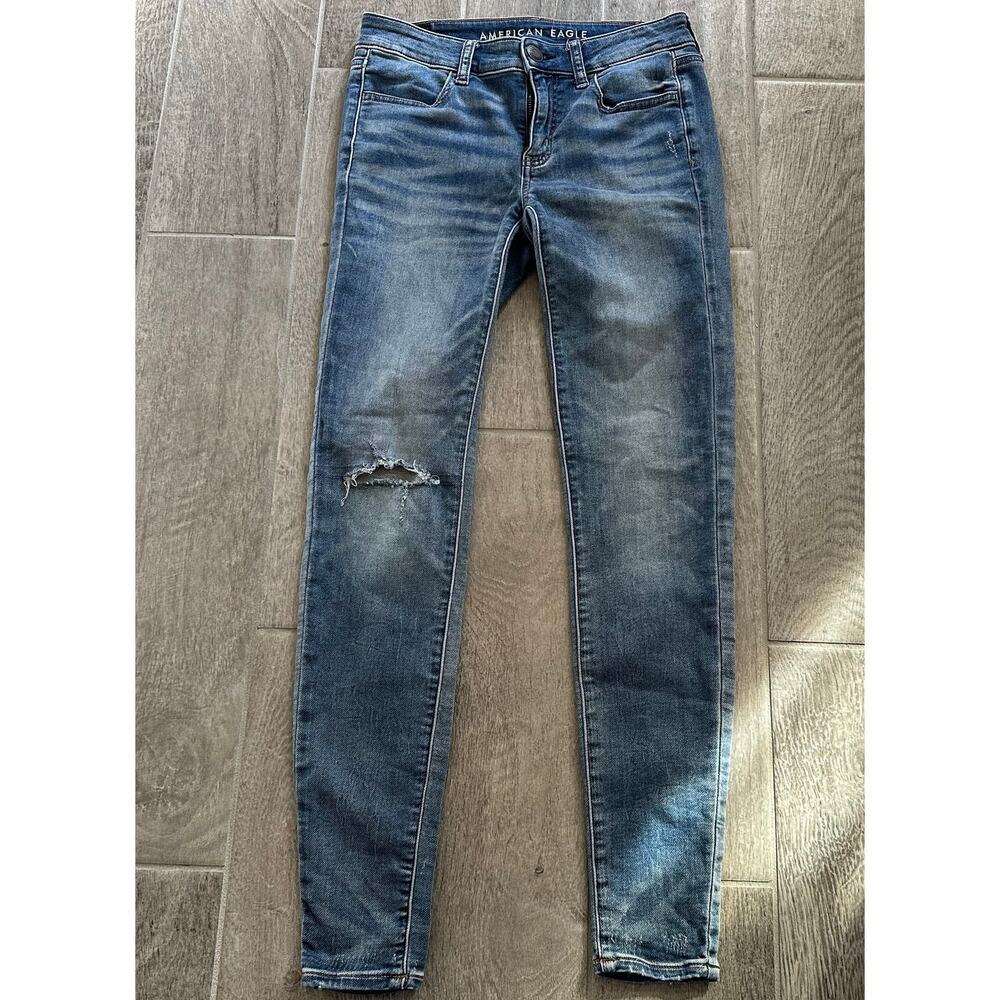 American Eagle Jegging Jeans Size 2 Reg Next Level Stretch Light Blue Women's